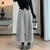 Pantalones de lana mezclada para maternidad de pierna ancha, nuevo estilo otoño/invierno, tiro alto, soporte para el vientre, cubren las caderas, adelgazantes, resistentes a las arrugas, fluidos, longitud cropped, adecuados para usar como prenda exterior