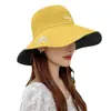 Sombrero de Sol para Pescador para Mujer, Sombrero de Sol de Verano con Protección Facial para Ciclismo y Viajes, Plegable, Reversible, Elegante Sombrero de Sol