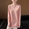 Camiseta Simples de Algodão Puro de Comprimento Médio que Cobre o Quadril para Mulheres, Manga Longa, Gola Meio Alta, Caimento Solto, Adequada como Peça Externa ou para Camadas, Camiseta Base com Gola Alta