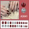 Nuevo Estilo Armadura Cuadrada Otoño e Invierno Maillard Marrón Oscuro Cuadros Sentido Avanzado 24 Piezas Removible Manicura Corta Usar Armadura