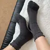 Meias da Série Estilo Pequeno Chanel Femininas Meia-panturrilha Outono/Inverno Novas Algodão Estilo Coreano Cor Sólida Versátil Duas Voltas Meias Empilhadas