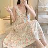 Camisola de verão feminina de alça com bojo de algodão e seda, pijama de desenho animado, verão doce e fofo, primavera e outono, roupa de casa nova