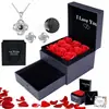 Regalo Navideño para Mamá San Valentín Amazon Transfronterizo Collar de Proyección Pendientes Joyería para Mujer Caja de Regalo Flor Eterna