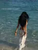 Hermoso Bikini Blanco de Encaje Estilo Francés para Mujer, Sexy Vestido Largo de Baño Estilo Resort para Playa