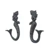 Set de Dos Ganchos de Sirena de Hierro Fundido Retro Colgante de Pared Nostálgico Entrada del Hogar Decoración Creativa de Pared de Jardín Patio