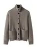 Nuevo Cardigan de Punto Grueso 100% Cachemira Otoño/Invierno 2026 con Bolsillos Top de Color Sólido