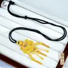 Colgante de Flor de Lirio con Borla, Cobre Chapado en Oro, Diseño Hueco Tallado, Collar de Nuevo Estilo Chino, Versátil