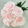 Rosa Anna de 9 cabezas transfronteriza para boda y decoración del hogar, arreglo floral de rosas para auditorios y entornos de hotel, flores artificiales de diseño DIY