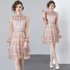Vestido de Renda Bordada com Babados Estilo Primavera/Verão 2024 Moda de Comércio Exterior Saia de Bolo Primavera/Verão