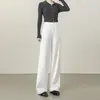 Pantalones Casuales de Pierna Ancha para Mujer, Otoño e Invierno 2026, Tencel y Lana, Anti-Arrugas, Caída Suave, Cintura Alta, Adelgazantes, Pierna Recta, para Mujeres Altas