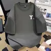 Camiseta de Algodón Pesado con Estampado de Letras Sencillo, Manga Corta para Hombres y Mujeres, Mismo Estilo, Manga Media, Verano, Casual Ins, Top Versátil para Parejas