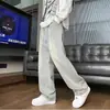 Jeans de calle americanos desgastados con cordón para hombre, nueva marca de moda 2026, corte holgado, pantalones largos rectos versátiles, ropa para hombre