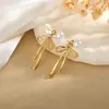 Novos Brincos de Zircônia da Moda Amazon Exquisitos Leve Luxo Ouro Real 14K Brincos de Laço para Namorada Atacado
