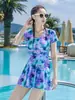 Traje de baño de una pieza floral fresco para mujer, conservador, que oculta el abdomen, adelgazante, para resort de aguas termales, playa, natación para mujer