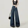 Jeans de Cintura Alta Pierna Ancha para Mujer Moda Otoño e Invierno Novedad Casual Holgados Rectos Forrados de Polar Primavera y Otoño