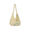 Bolso de Hombro Tejido con Cuerda de Algodón Hecho a Mano Estilo Coreano para Mujer, Bolso de Mano Versátil Casual de Malla Hueca de Tendencia para Verano