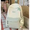 Mochila de Estilo Girly Sencillo con Color Contrastante para Estudiantes Mujeres, Bolso Escolar para Clase, Salida Casual, Viaje Diario, Mochila para Computadora de Gran Capacidad