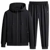 Traje deportivo casual de dos piezas para hombre, primavera y otoño, transpirable, algodón puro, corte holgado, talla grande, suéter cárdigan moderno y pantalones