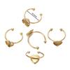 Base de anillo de acero inoxidable chapado en oro de 18 quilates con preservación del color, gotas de agua de amor, estrella de cinco puntas, cuentas de perla adhesivas, accesorios de joyería