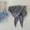 Lenço de Seda Listrado Floral Artístico Vintage para Mulheres, Acessório para Sessão de Fotos, Lenço Triangular Fino, Proteção para o Pescoço, Lenço de Pescoço Decorativo Pequeno