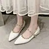 Bailarinas Planas de Charol con Punta, Tacón Oculto y Tachuelas para Mujer, Estilo Nuevo con una Sola Correa, Suela Plana, Zapatos de Ballet de Moda y Versátiles, Verano 2025