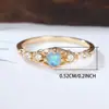 Anel Vintage de Renda Rongxing Cross-Border com Opala Sintética e Cravação de Diamantes na Aliança, Joia de Proposta Feminina Estilo Francês