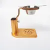Soporte de Madera de Nogal y Cobre para Infusor de Té, Accesorios para Juego de Té Kung Fu, Base para Colador de Té, Soporte para Infusor de Té