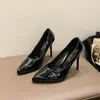 Saltos altos femininos, stiletto de 8/11cm, estilo coreano, brilhantes, emagrecedores, elegantes, adequados para madrinhas, vestidos de noiva e sessões de fotos, sapatos de couro, sapatos de salto único