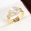 Exquisito Anillo Vintage Estilo Francés Brillante de Circonita con Cuatro Garras y Acabado de Alta Gama, Hecho de Cobre Puro, Anillo para Dedo Índice de Mujer, Exclusivamente para Ventas Transfronterizas
