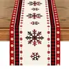 Corredor de Mesa de Natal Novo Transfronteiriço Linho Criativo Estampado Boneco de Neve e Papai Noel Jogo Americano Atmosfera Decorações de Mesa de Natal