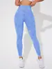 Pantalones de yoga ajustados sin costuras europeos y americanos transfronterizos, lavados a la arena, de secado rápido, de cintura alta, realzan los glúteos, para correr, deportes, fitness, pantalones de longitud 7/8