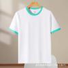 Camiseta de algodão de verão com contraste masculina e feminina cor de ombro combinando gola redonda manga curta atacado logotipo personalizado roupa de grupo Camiseta