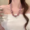 Collar Magnético de Perlas con Estampado de Leopardo Rosa para Mujer 2025 Nuevo Diseño de Nicho Cadena para Suéter Lujo Accesible Accesorios de Gama Alta