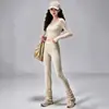 Conjunto de yoga feminino, sem costura e de alta elasticidade, modelador, para treinamento profissional de fitness, corrida e como peça externa, conjunto de duas peças