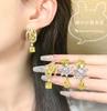 Yao Xiaoxiao Aimai Novos Brincos de Zircônia com Design de Nicho de Orelhas de Trigo Amarelo Goose Brincos de Gota D'água
