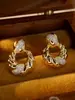 Novos Brincos de Diamante Torcidos Estilo Chinês Antigo Brincos da Sorte Vintage Escovados à Mão de Luxo Leve