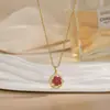 Colar para Mulheres com Flor Giratória, Simples e Fashion, Moderno e Versátil, Joia de Corrente para Clavícula em Aço Titânio, Presente para o Dia das Mães
