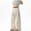 Calça Social Plissada de Linho Falso Estilo Old Money para Homens, Verão Fina Respirável Esportiva Versátil Larga Reta Casual