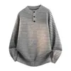 Transfronterizo 2026 Invierno Nuevo Talla Grande Moda Rayas Cuello Redondo Casual Tejido Grueso Suéter Top para Hombre Tendencia