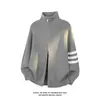 Novo Suéter Tricotado Jacquard Liso de Cor Sólida com Zíper para Primavera e Outono Masculino Solto Versátil Casaco Cardigan Casual para Casal