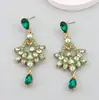 Pendientes de borla hueca con flor de moda retro transfronteriza, pendientes colgantes con diamante de color, pendientes de lujo ligero para mujer