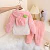 Conjunto de Ropa de Casa de Terciopelo Coral para Niñas Otoño e Invierno 2026 Pijama Caliente para Bebé Niña Franela Elegante y Cómodo Conjunto de Dos Piezas