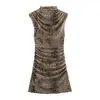 Vestido Plisado de Estilo Europeo y Americano Transfronterizo 2026 Nuevo Moda Elegante para Mujer Venta al por Mayor Estampado Animal 7846403