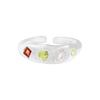 996 Estilo K Ins Nicho Accesible Lujo Diseño Versátil Color Contrastante Verde Fruta Anillo de Zirconia Plata de Ley S925 Textura Femenina