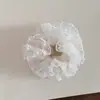 Elástico de Cabelo Scrunchie de Renda com Bolinhas Plissadas para Rabo de Cavalo ou Coque, Corda de Cabelo Elegante e Suave para Mulheres, Estilo Preguiçoso