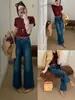 Otoño Temprano TOP Estilo Europeo Guangzhou Trece Factorías Jeans Muy Ajustados de Alta Elasticidad con Cinturón 7875