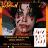 Combinação de Adesivos de Tatuagem com Elementos de Terror de Halloween Transfronteiriços, Maquiagem Assustadora e Engraçada, Estilo Atmosférico Cos Halloween