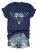 Amazon eBay tienda independiente moda casual para mujer patrón de cabeza de vaca flor estrella algodón manga corta camiseta camisa base para exportación