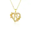 26 Collares con Letras Inglesas para Mujer, Colgante de Flor en Forma de Corazón con Diamantes, Cadena para Clavícula de Diseño Único, Accesorio Versátil de Lujo Ligero