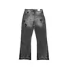 Jeans de pierna recta con patrón bordado lavado y desgastado, estilo callejero europeo y americano, unisex, estilo ins, nuevo modelo 2026